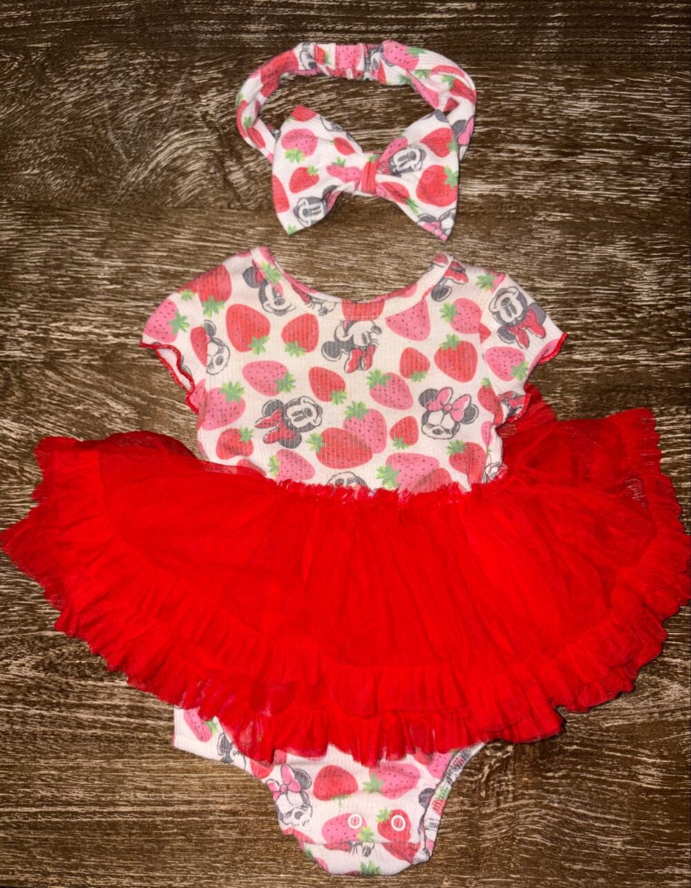Disney Baby Minnie Strawberry 2pc Set 6 9 months